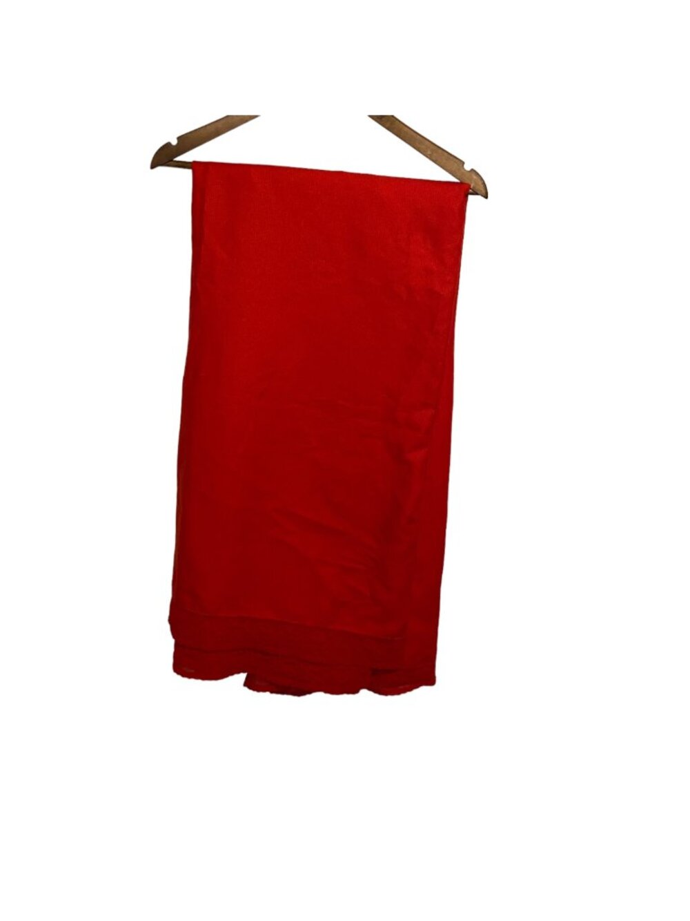 Red table cloth with lace trim 62”x 102”